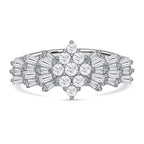Moissanite Ballerina Ring in Rhodium Overlay Sterling Silver 1.29 Ct.