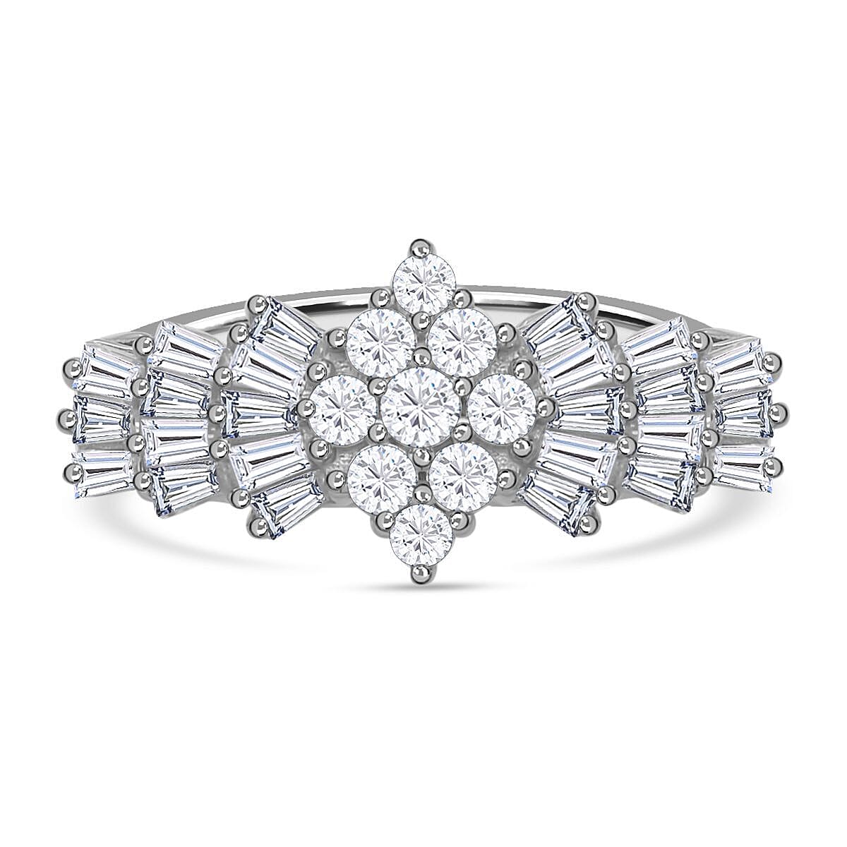 Moissanite Ballerina Ring in Rhodium Overlay Sterling Silver 1.29 Ct. 7301305 0