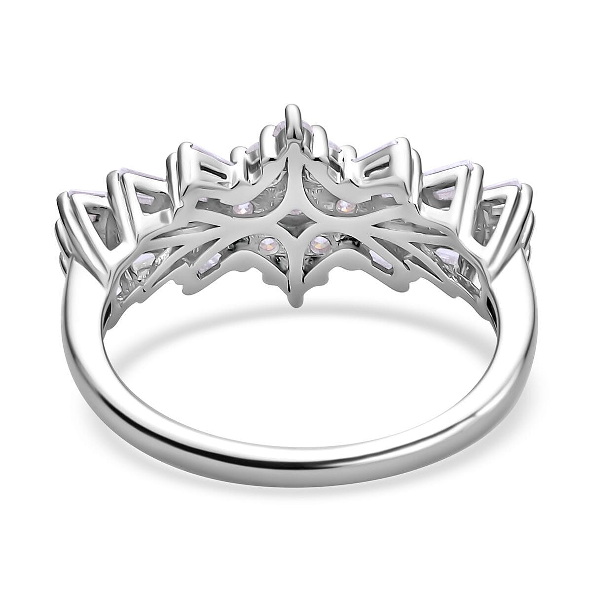 Moissanite Ballerina Ring in Rhodium Overlay Sterling Silver 1.29 Ct. 7301305 9