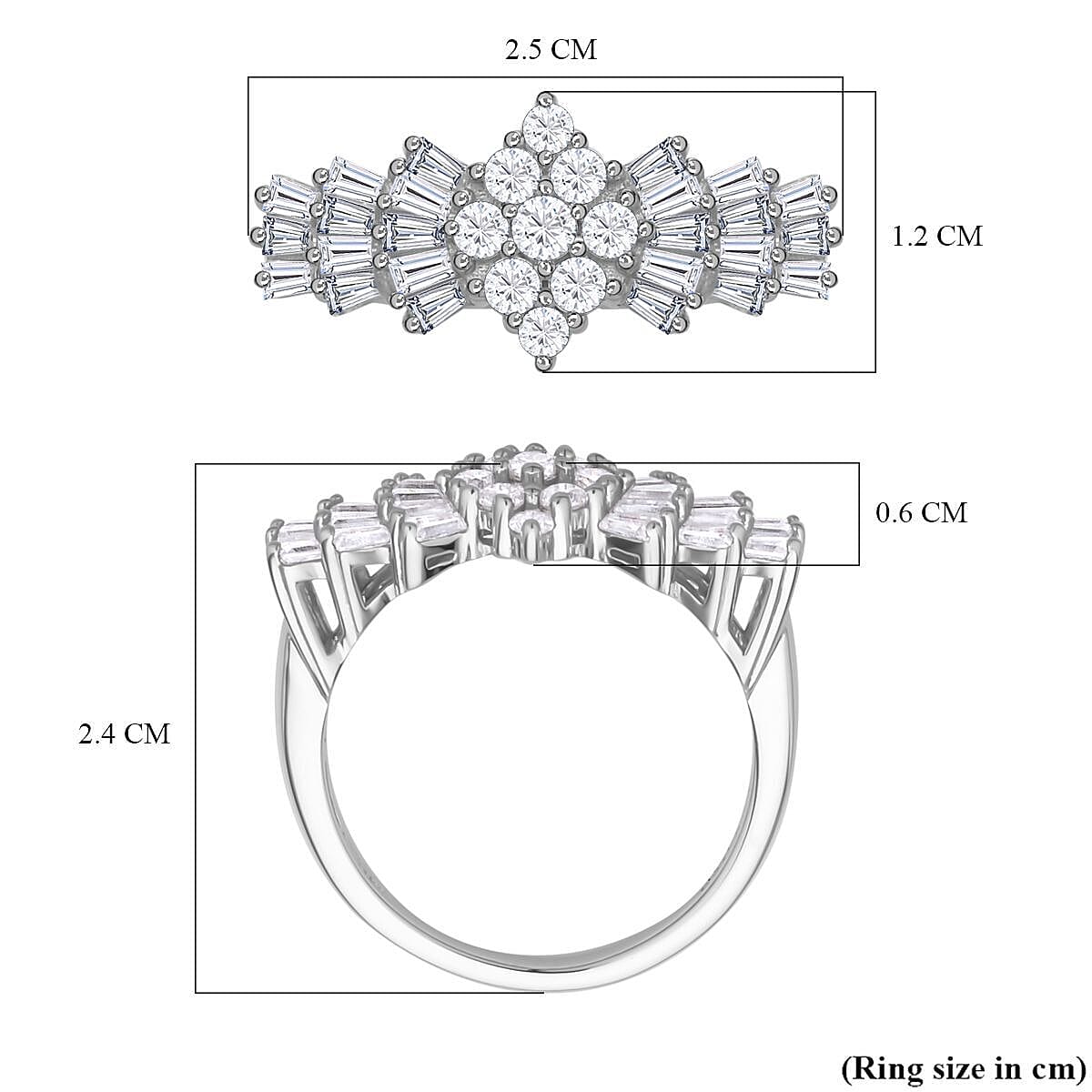 Moissanite Ballerina Ring in Rhodium Overlay Sterling Silver 1.29 Ct. 7301305 11