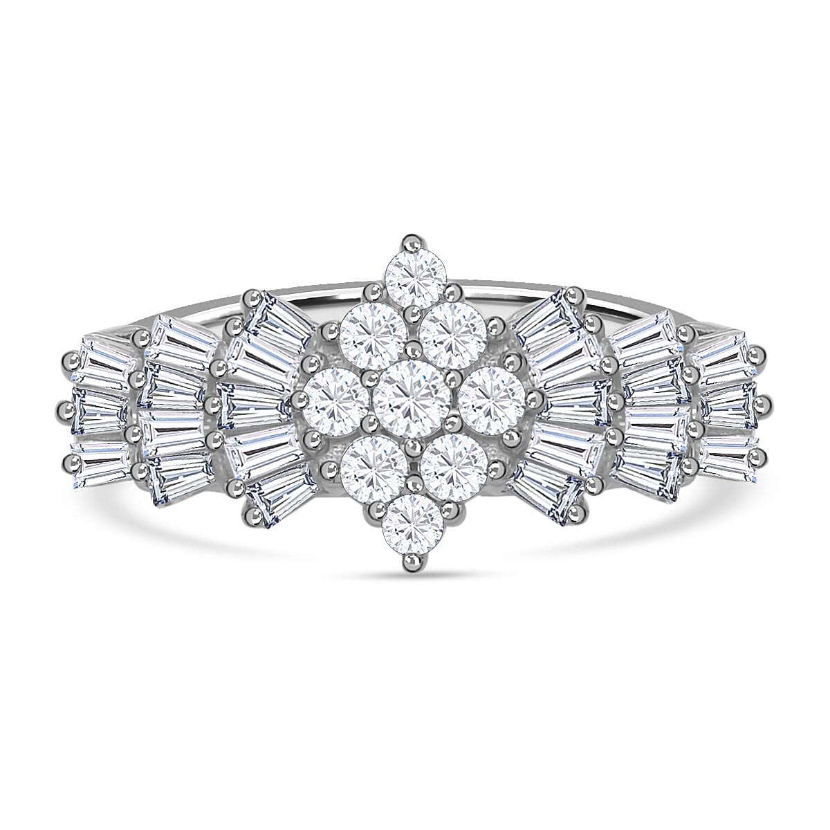 Moissanite Ballerina Ring in Rhodium Overlay Sterling Silver 1.29 Ct. 7301305 2