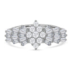 Moissanite Ballerina Ring in Rhodium Overlay Sterling Silver 1.29 Ct.