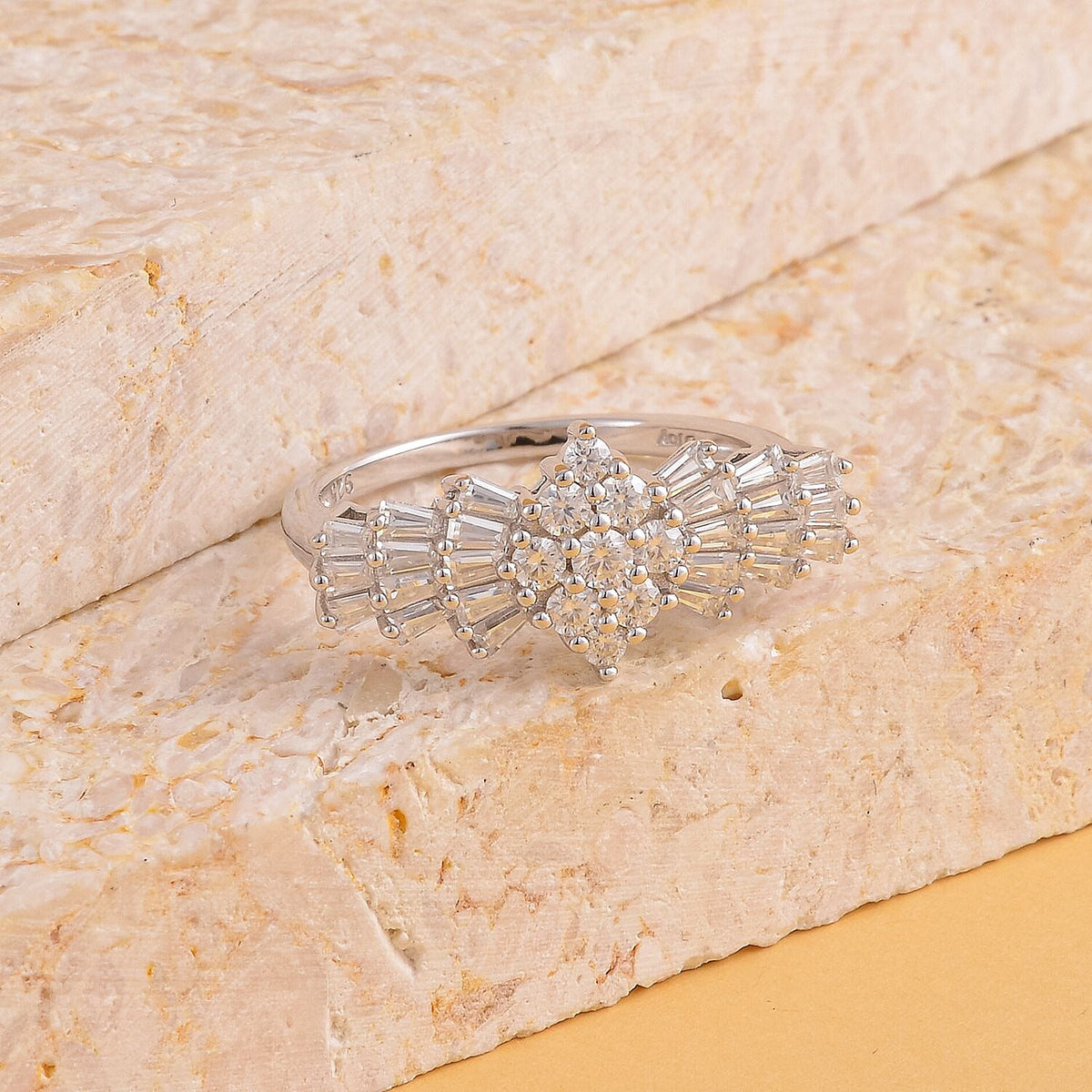 Moissanite Ballerina Ring in Rhodium Overlay Sterling Silver 1.29 Ct. 7301305 4
