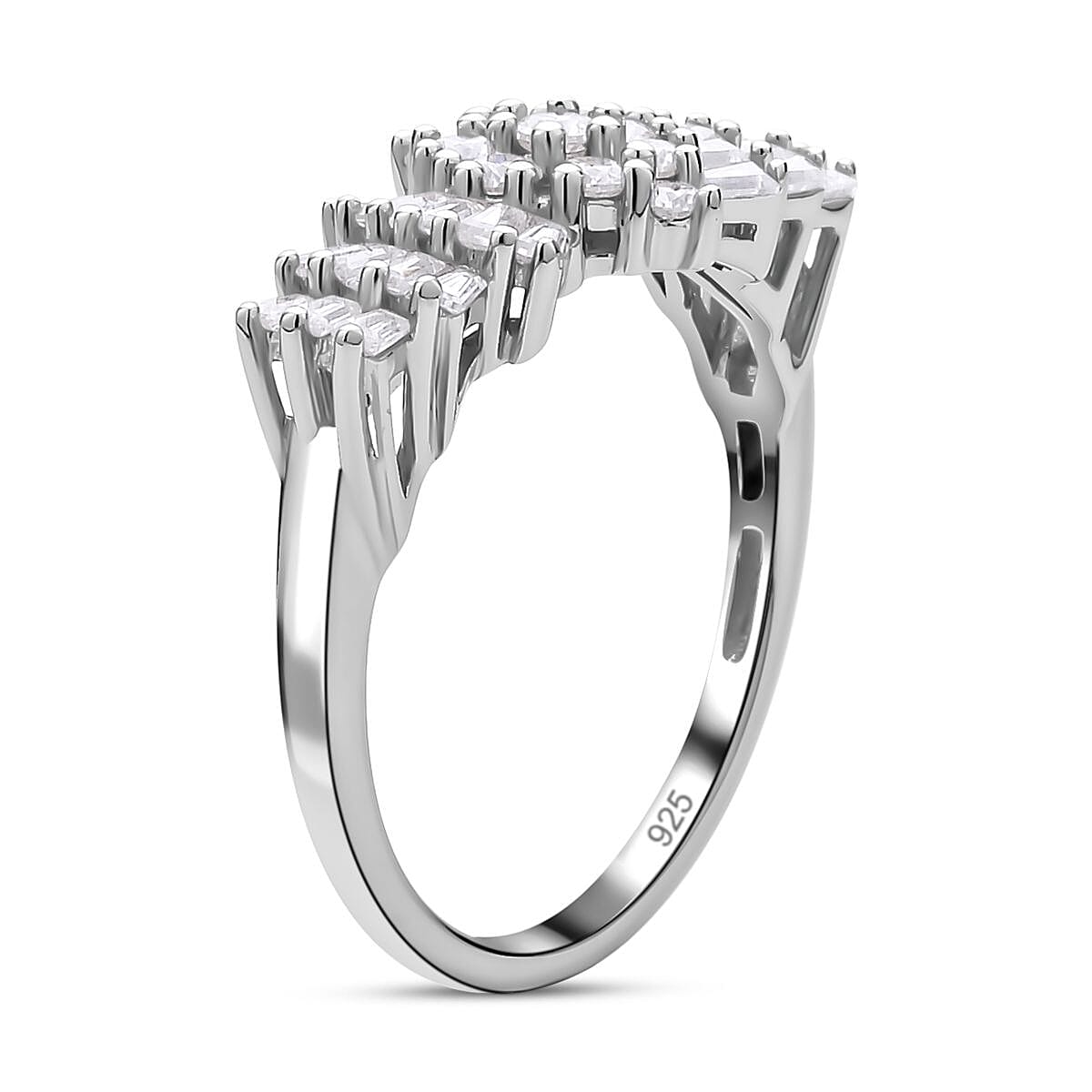 Moissanite Ballerina Ring in Rhodium Overlay Sterling Silver 1.29 Ct. 7301305 8