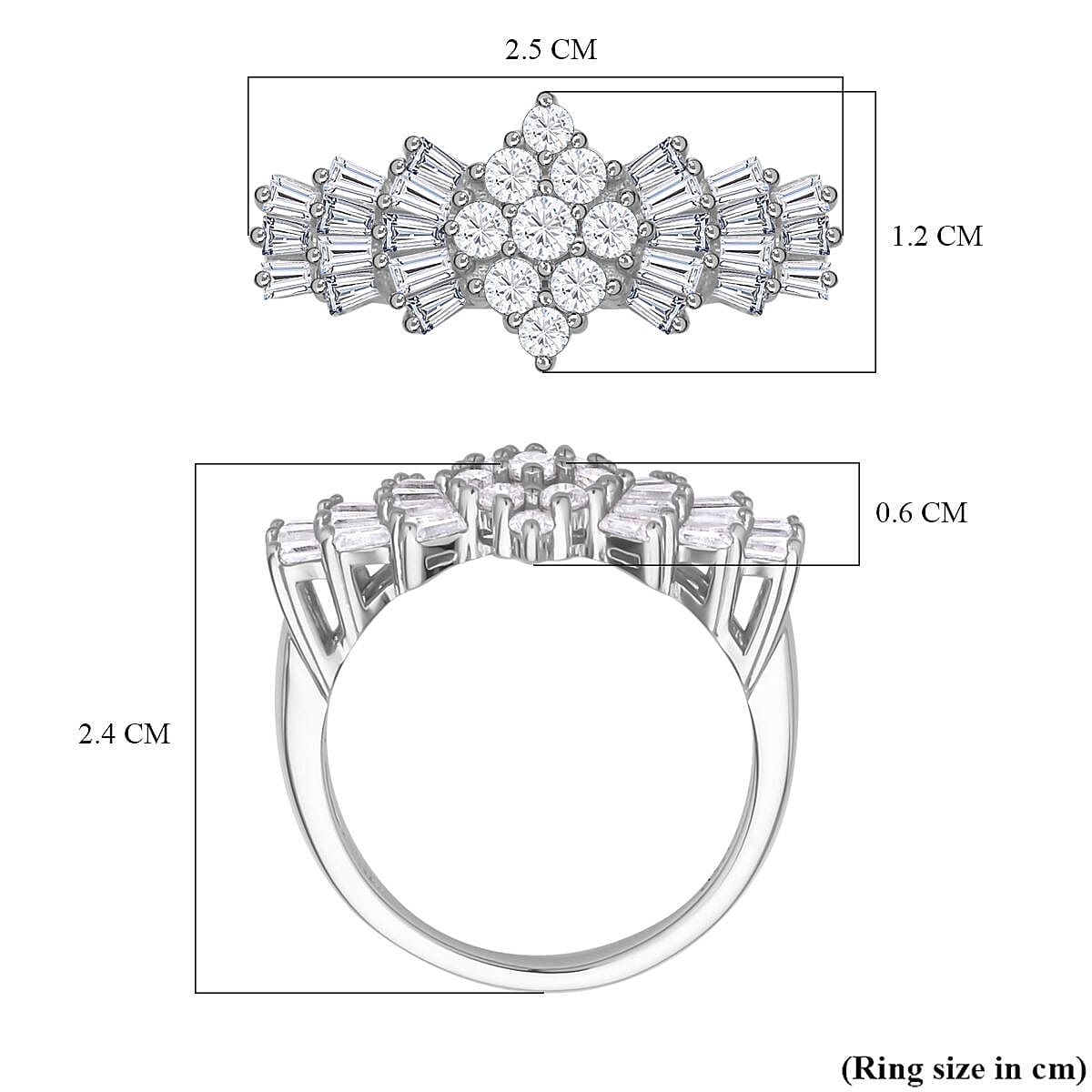 Moissanite Ballerina Ring in Rhodium Overlay Sterling Silver 1.29 Ct. 7301305 12