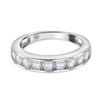 RADIANTA Moissanite - GRA Certified D-VVS1 Moissanite Band Ring in Rhodium Overlay Sterling Silver 1.00 Ct.