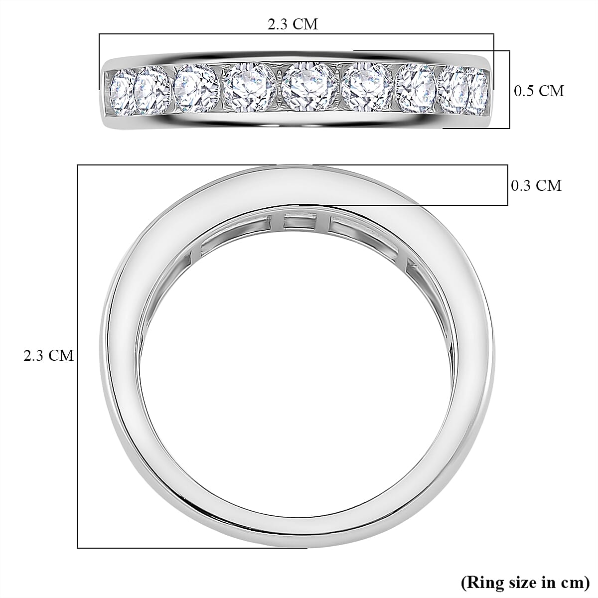 RADIANTA GRA Certified Moissanite D-VVS1 Band Ring in Rhodium Overlay Sterling Silver 1.00 Ct. 7967564 5