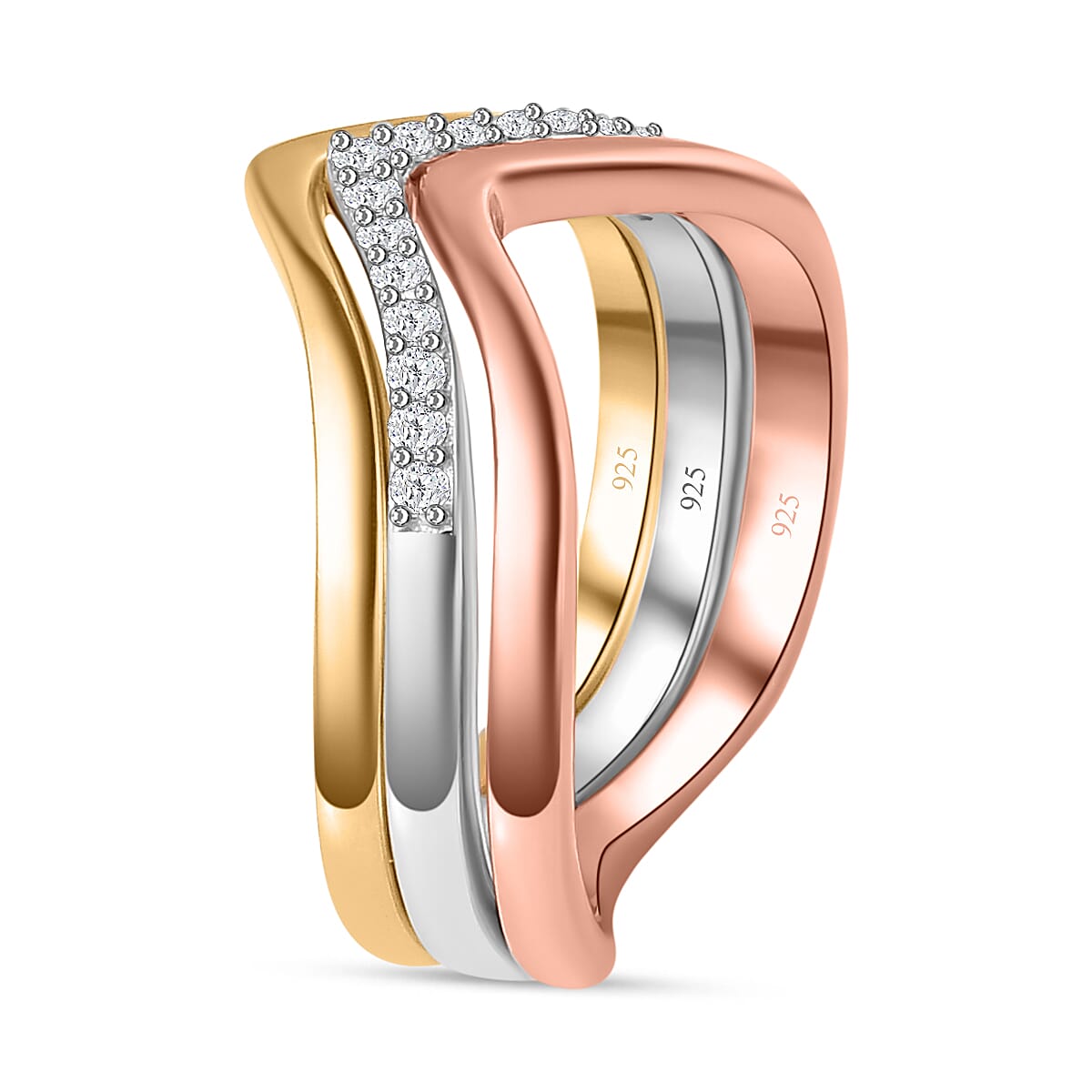 Moissanite Wishbone Wedding Band Stacking Ring Sterling Silver 0.13 ct, Silver Wt. 6 Gms 0.094 Ct. 7618096 3