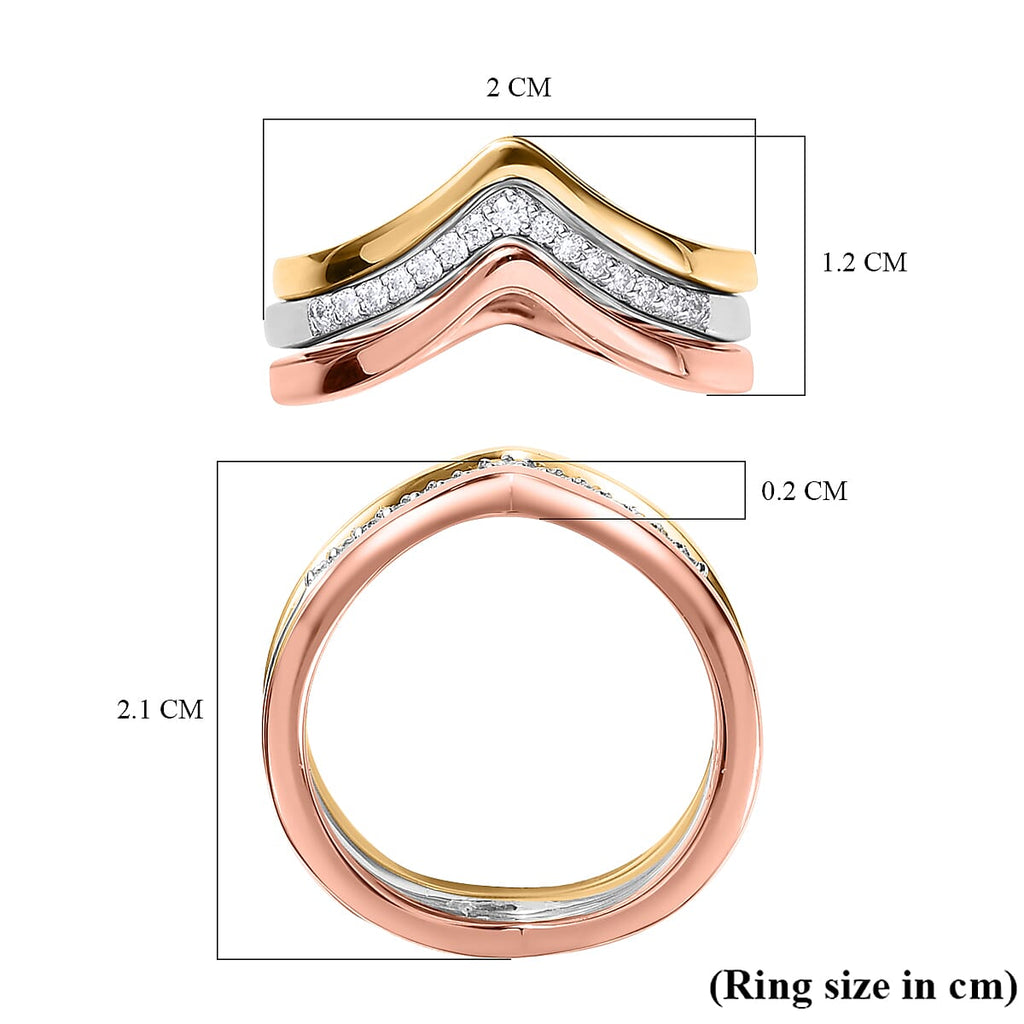 Moissanite (Set of 3) Band Ring  Sterling Silver 0.13 ct,  Silver Wt. 6 Gms  0.094  Ct.