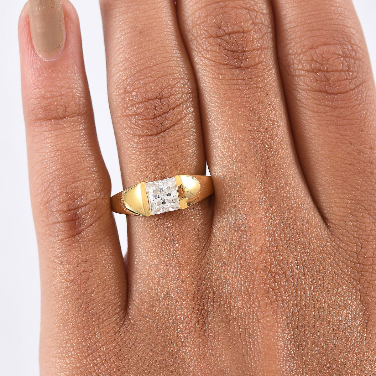 1.1 Ct. Moissanite Band Ring in Yellow Gold Plated Sterling Silver 8275809 3