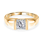 Moissanite Band Ring in Yellow Gold Plated Sterling Silver 1.13 Ct.