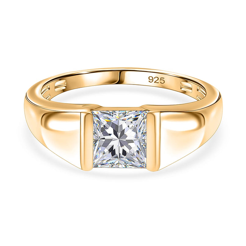 Moissanite Band Ring in Yellow Gold Plated Sterling Silver 1.13 Ct.