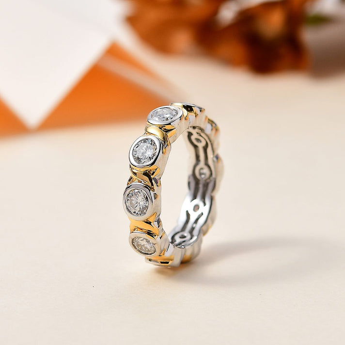 2.4 Ct. Moissanite Bubble Ring in Platinum and 18K Yellow Gold Vermeil Sterling Silver 7763480 2