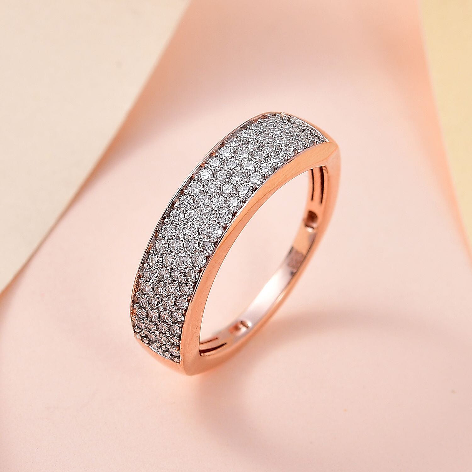 D'Joy - Moissanite Band Ring in 18K Vermeil Rose Gold Plated Sterling Silver V32527593 2