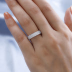 Moissanite Band Ring in 18K Vermeil Rose Gold Plated Sterling Silver
