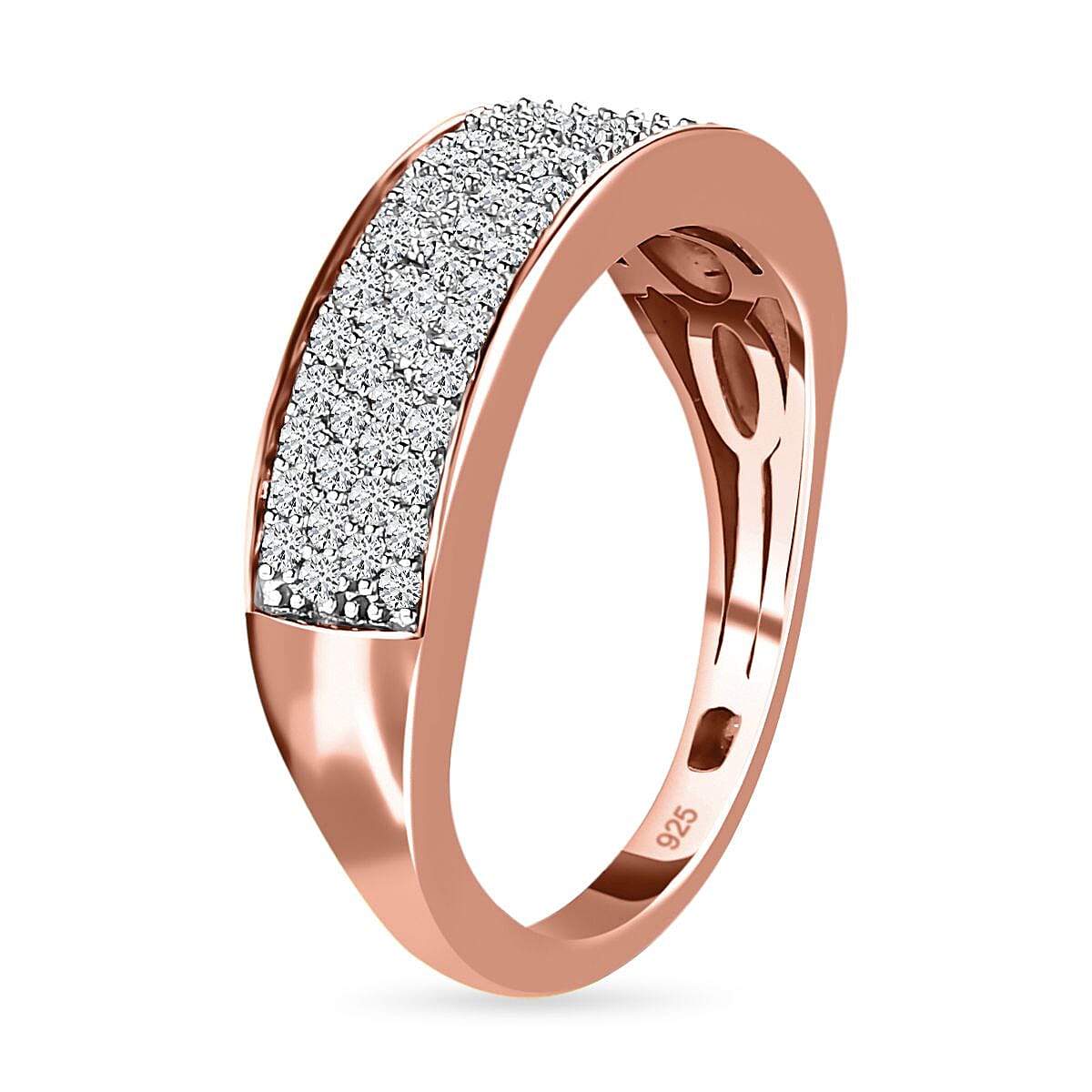D'Joy - Moissanite Band Ring in 18K Vermeil Rose Gold Plated Sterling Silver V32527593 4