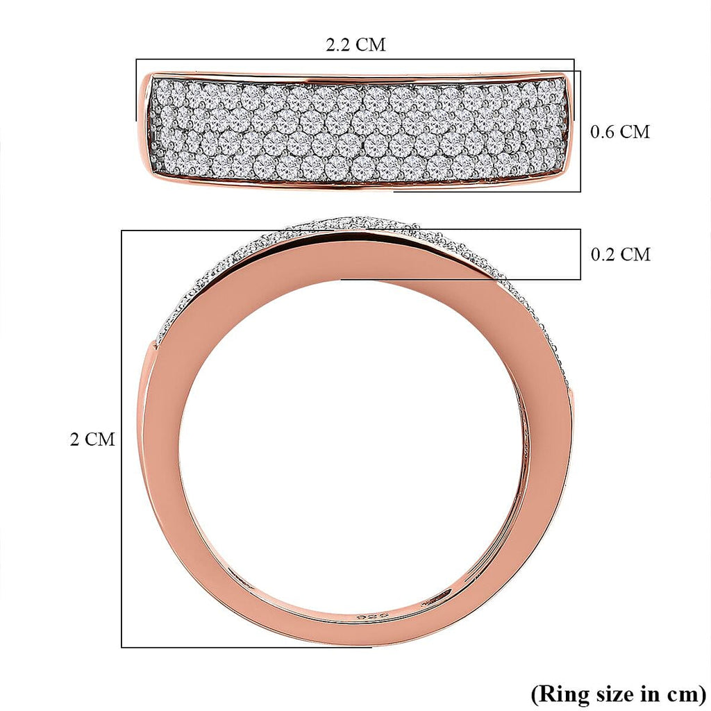 Moissanite Band Ring in 18K Vermeil Rose Gold Plated Sterling Silver