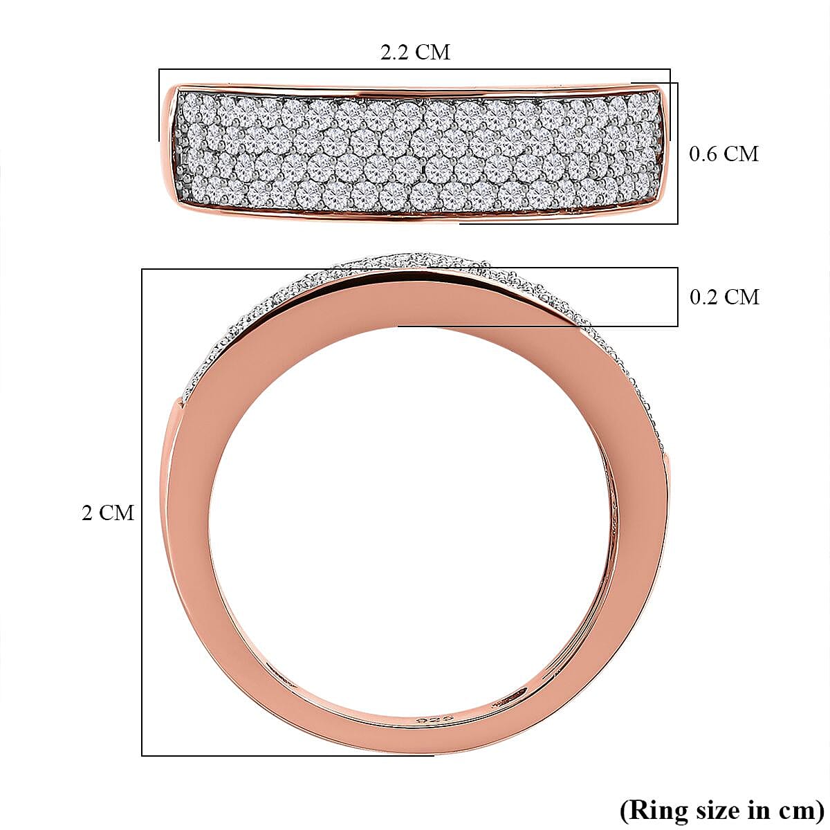 D'Joy - Moissanite Band Ring in 18K Vermeil Rose Gold Plated Sterling Silver V32527593 6