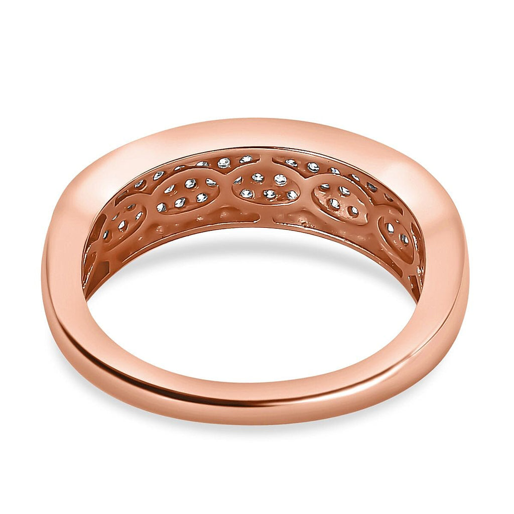 Moissanite Band Ring in 18K Vermeil Rose Gold Plated Sterling Silver