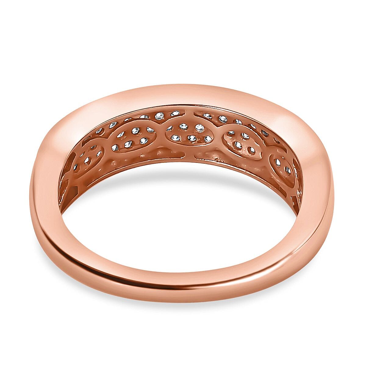 D'Joy - Moissanite Band Ring in 18K Vermeil Rose Gold Plated Sterling Silver V32528488 5