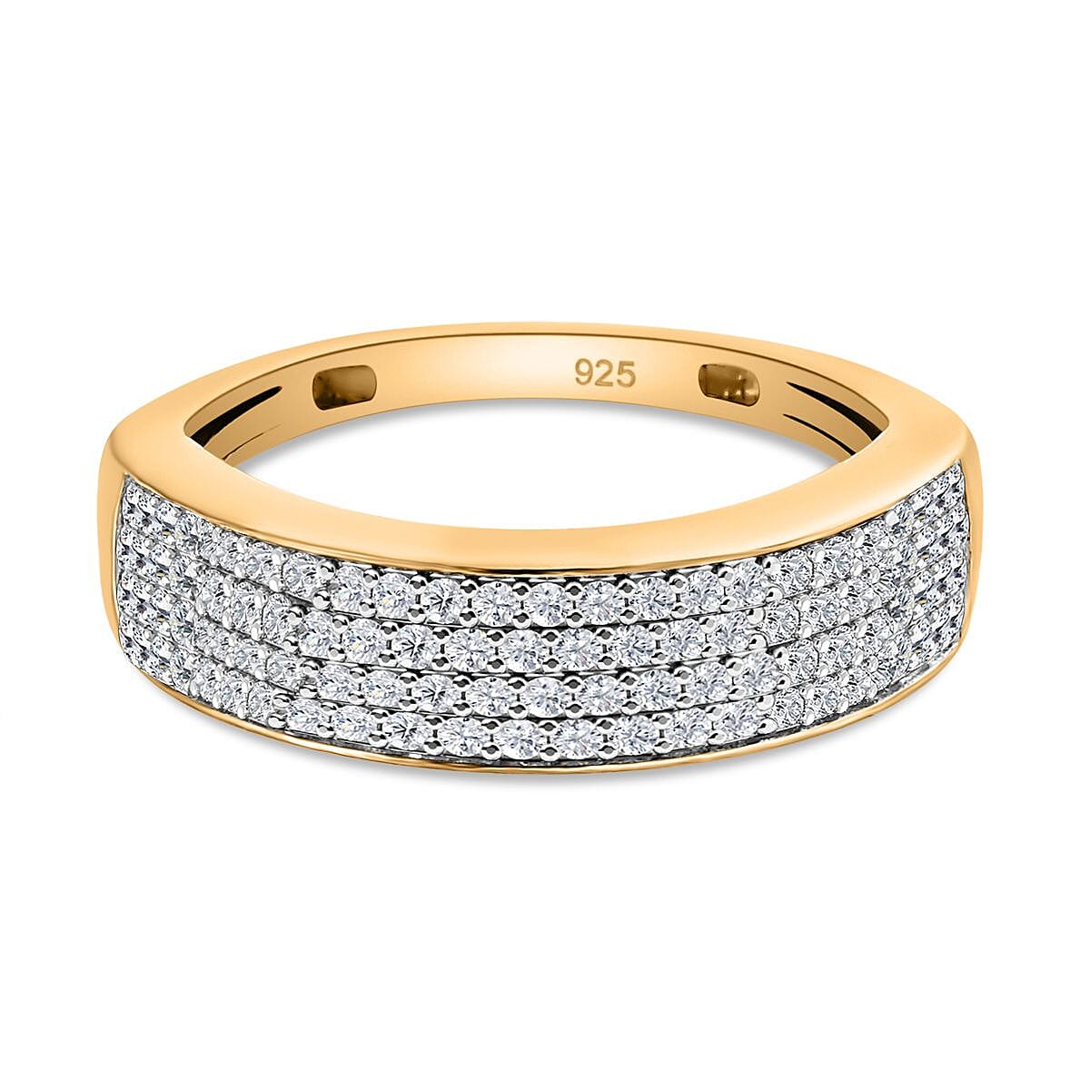 D'Joy - Moissanite Band Ring in 18K Vermeil Yellow Gold Plated Sterling Silver V32532458 0
