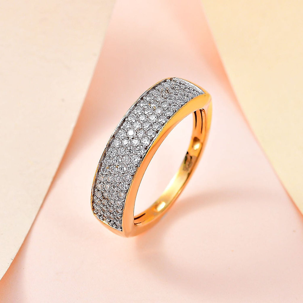 Moissanite Band Ring in 18K Vermeil Yellow Gold Plated Sterling Silver