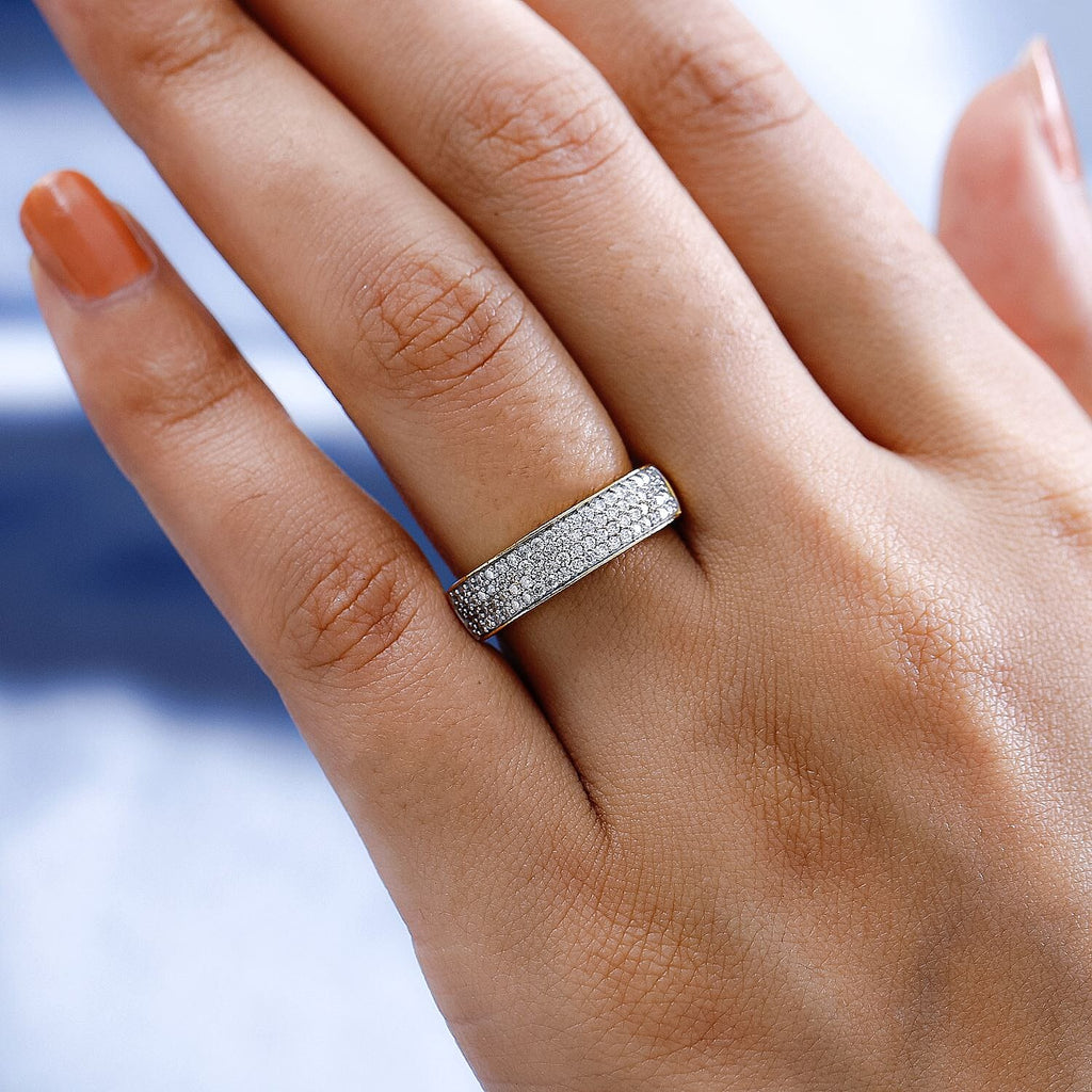 Moissanite Band Ring in 18K Vermeil Yellow Gold Plated Sterling Silver