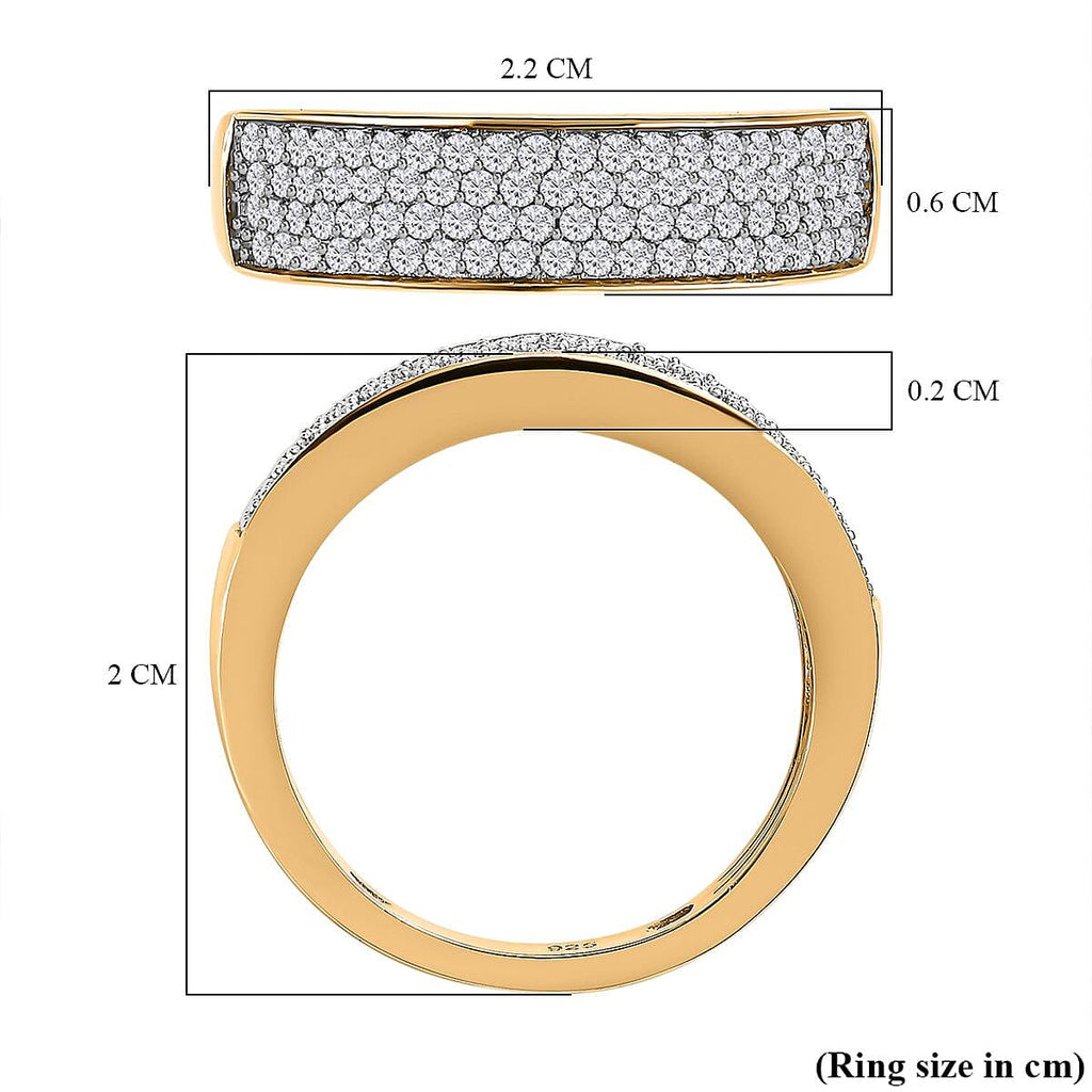 Moissanite Band Ring in 18K Vermeil Yellow Gold Plated Sterling Silver
