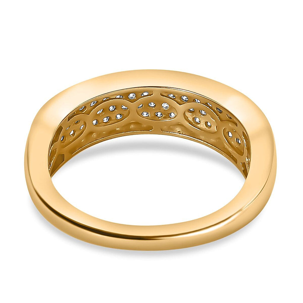 Moissanite Band Ring in 18K Vermeil Yellow Gold Plated Sterling Silver