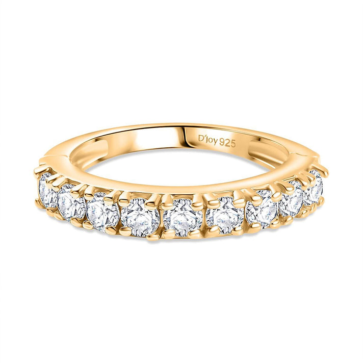 D'Joy - Moissanite Half Eternity Band Ring in 18K Vermeil Yellow Gold Plated Sterling Silver 1.00 Ct. 8168522 1