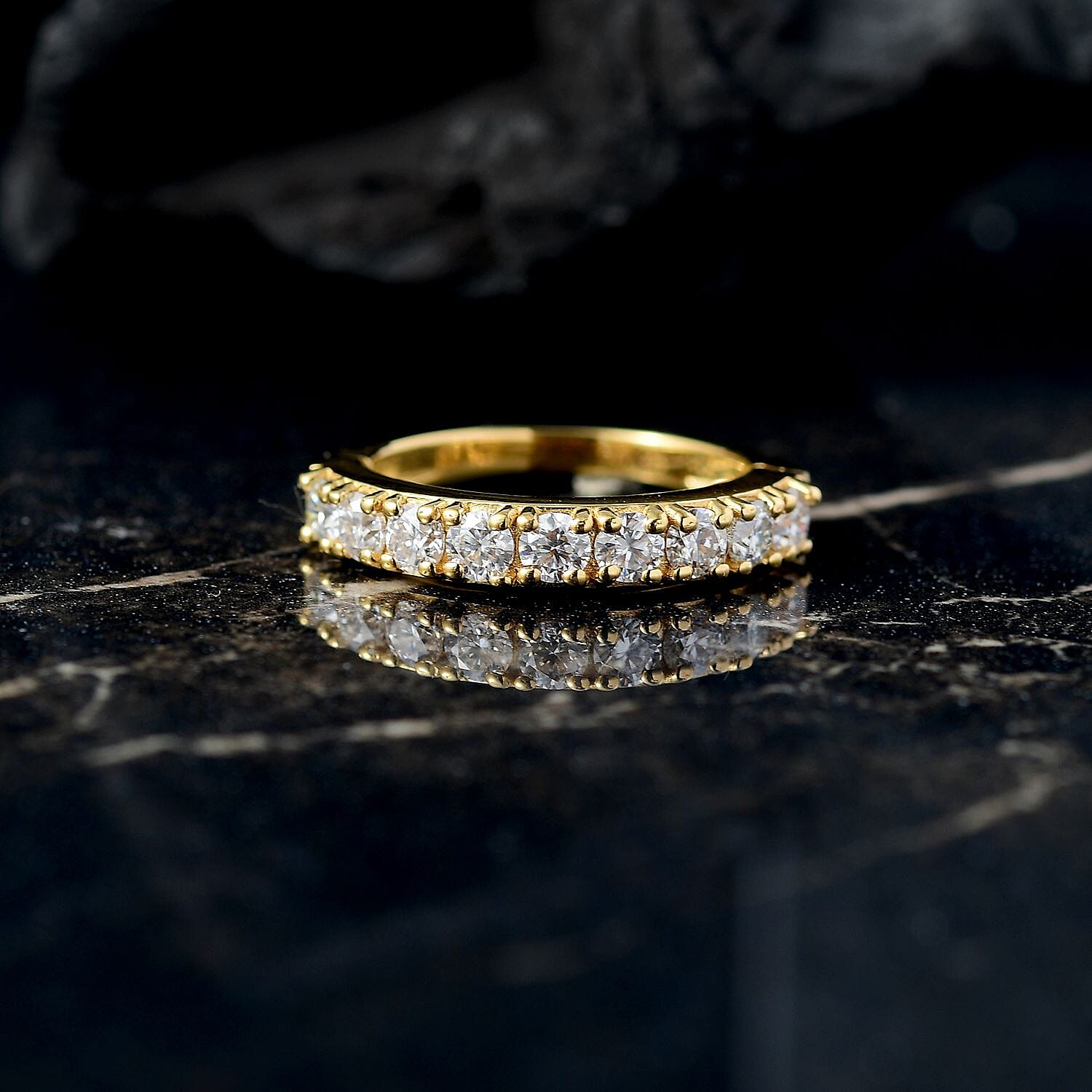 Moissanite Band Ring in 18K Vermeil Yellow Gold Sterling Silver 8168523 2