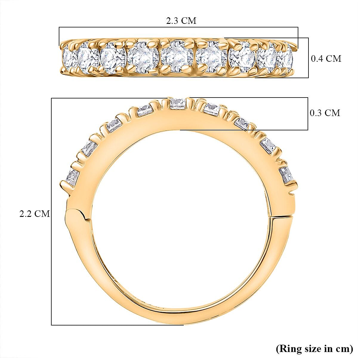 Moissanite Band Ring in 18K Vermeil Yellow Gold Sterling Silver 8168523 7