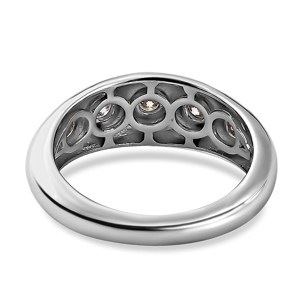 Moissanite  Band Ring in Platinum Overlay Sterling Silver 0.28 ct,  Silver Wt. 5 Gms  0.920  Ct.