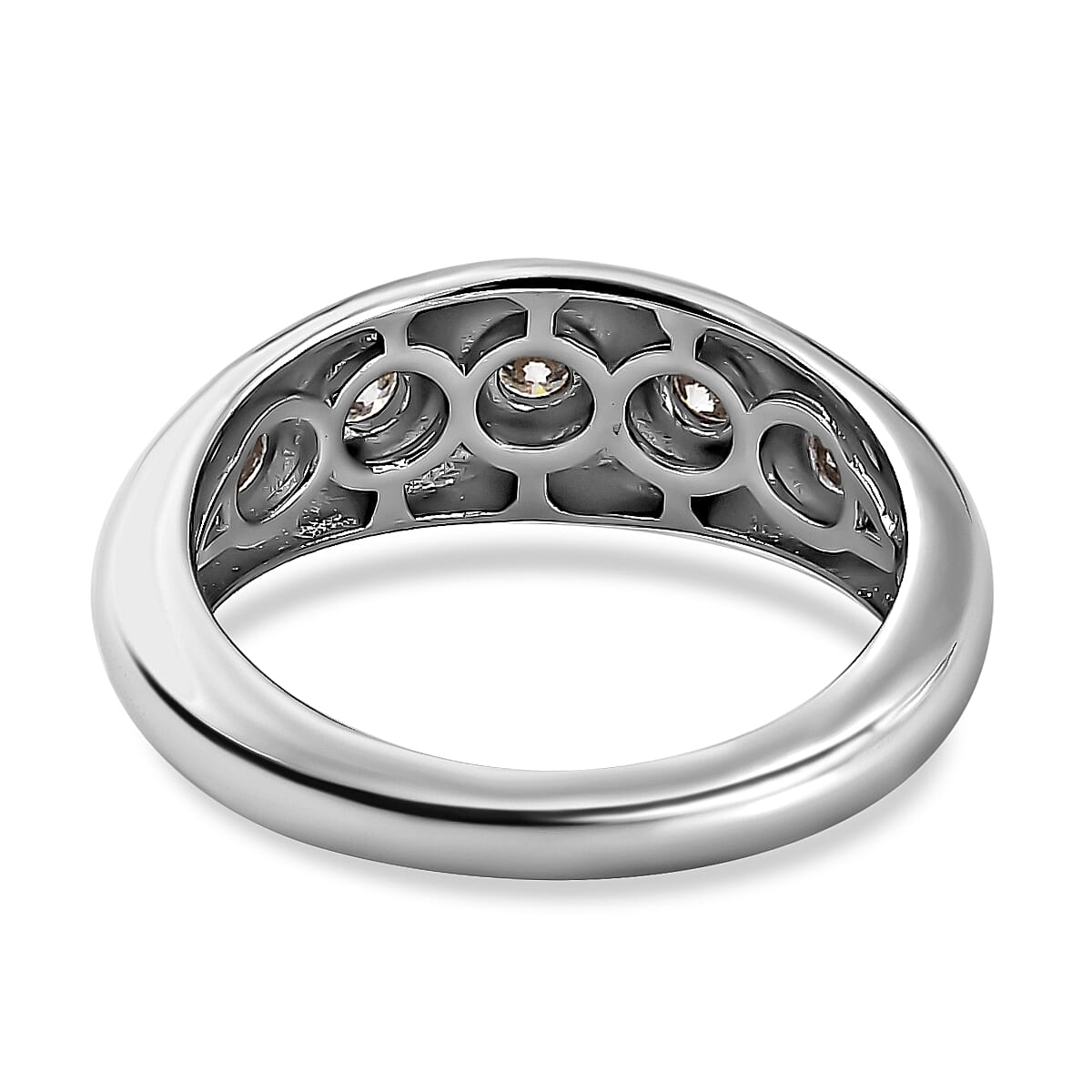 Moissanite Wedding Band Ring in Platinum Overlay Sterling Silver 0.28 ct,  Silver Wt. 5 Gms  0.920  Ct. 7623932 4