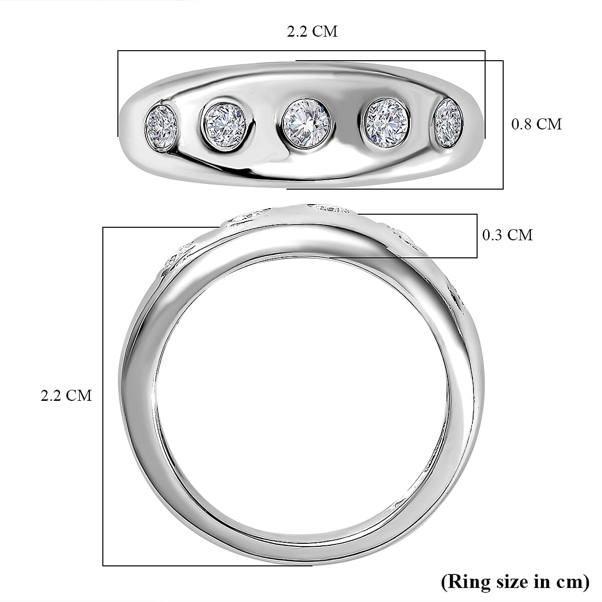 Moissanite Wedding Band Ring in Platinum Overlay Sterling Silver 0.28 ct,  Silver Wt. 5 Gms  0.920  Ct. 7623932 5