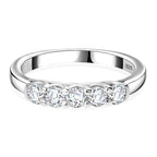 Moissanite 5 Stone Band Ring in Platinum Overlay Sterling Silver