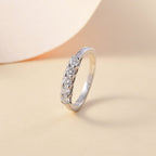 Moissanite 5 Stone Band Ring in Platinum Overlay Sterling Silver