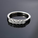 Moissanite 5 Stone Band Ring in Platinum Overlay Sterling Silver