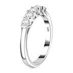 Moissanite 5 Stone Band Ring in Platinum Overlay Sterling Silver