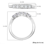 Moissanite 5 Stone Band Ring in Platinum Overlay Sterling Silver