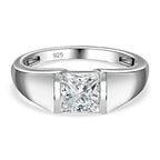 D'Joy Moissanite Solitaire Ring in Platinum Overlay Sterling Silver 1.15 Ct