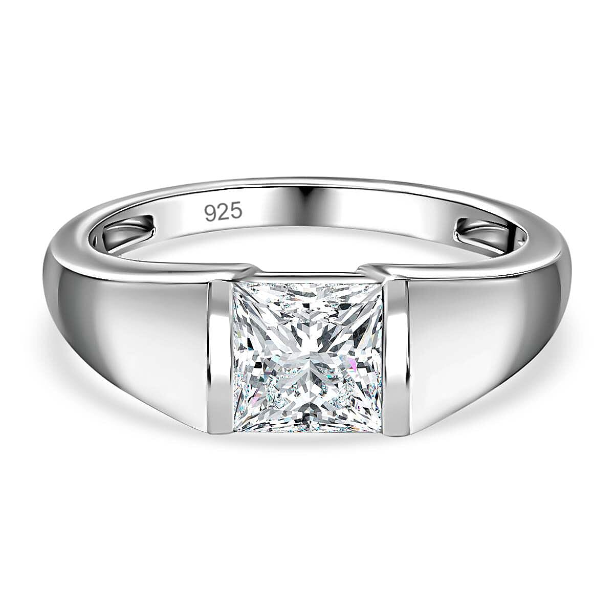 1.2 Ct. Moissanite Band, Solitaire Ring in Platinum Sterling Silver V32632865 0