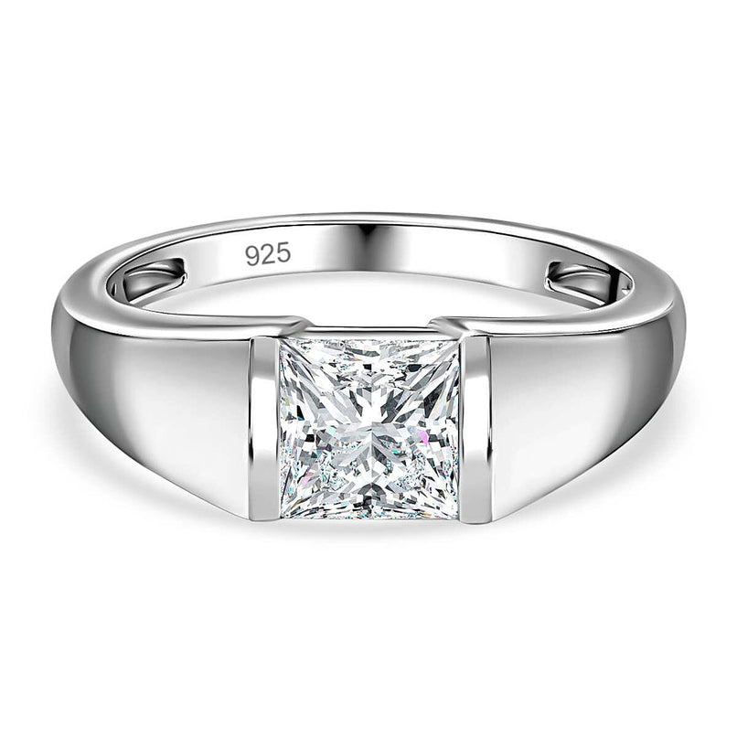 D'Joy Moissanite Solitaire Ring in Platinum Overlay Sterling Silver 1.15 Ct
