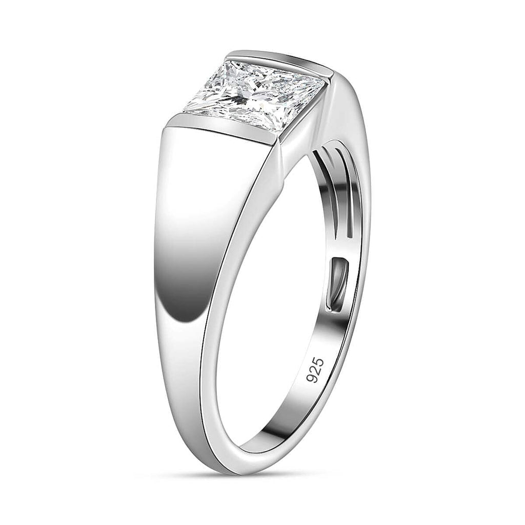 D'Joy Moissanite Solitaire Ring in Platinum Overlay Sterling Silver 1.15 Ct