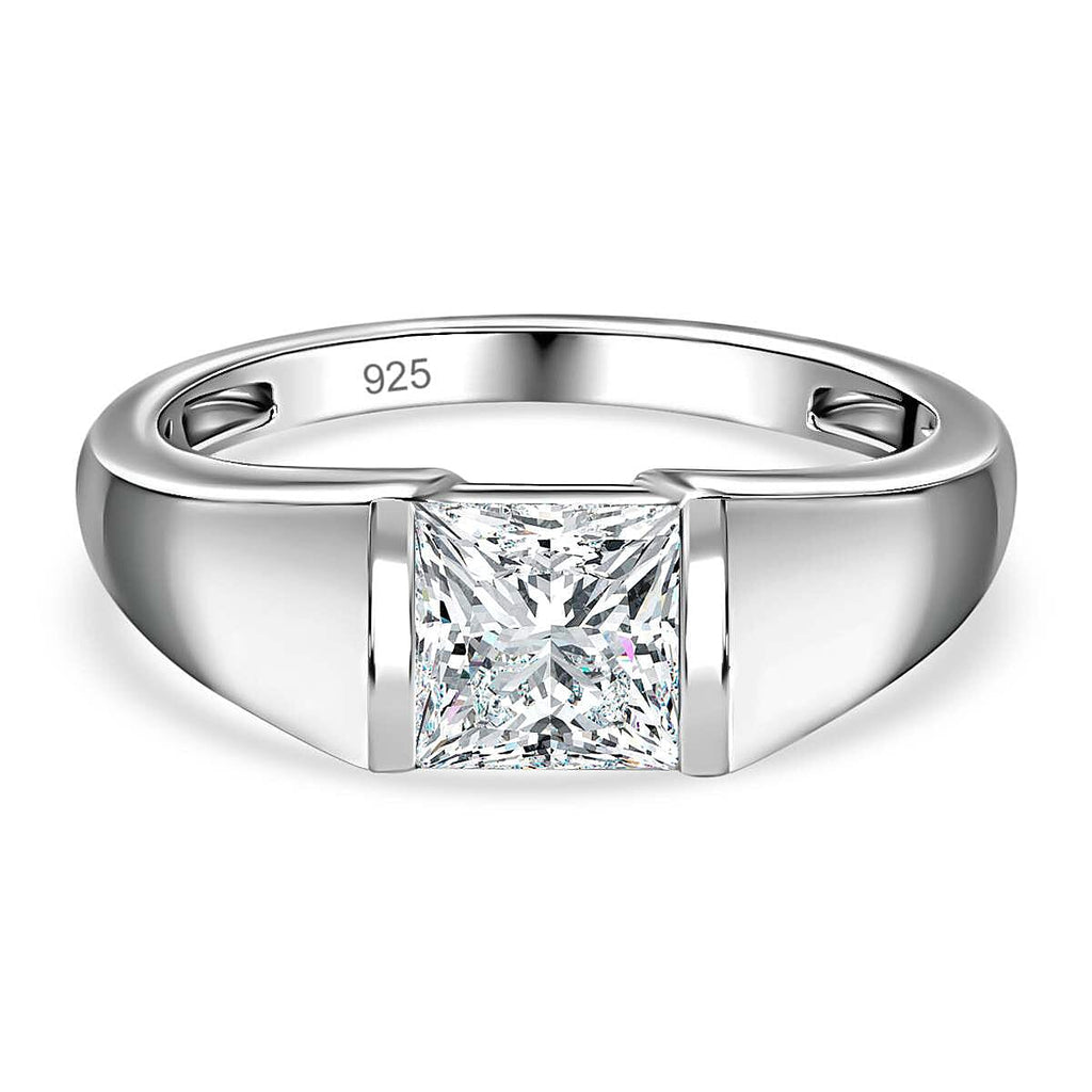 D'Joy Moissanite Solitaire Ring in Platinum Overlay Sterling Silver 1.15 Ct