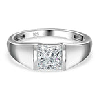 D'Joy Moissanite Solitaire Ring in Platinum Overlay Sterling Silver 1.15 Ct