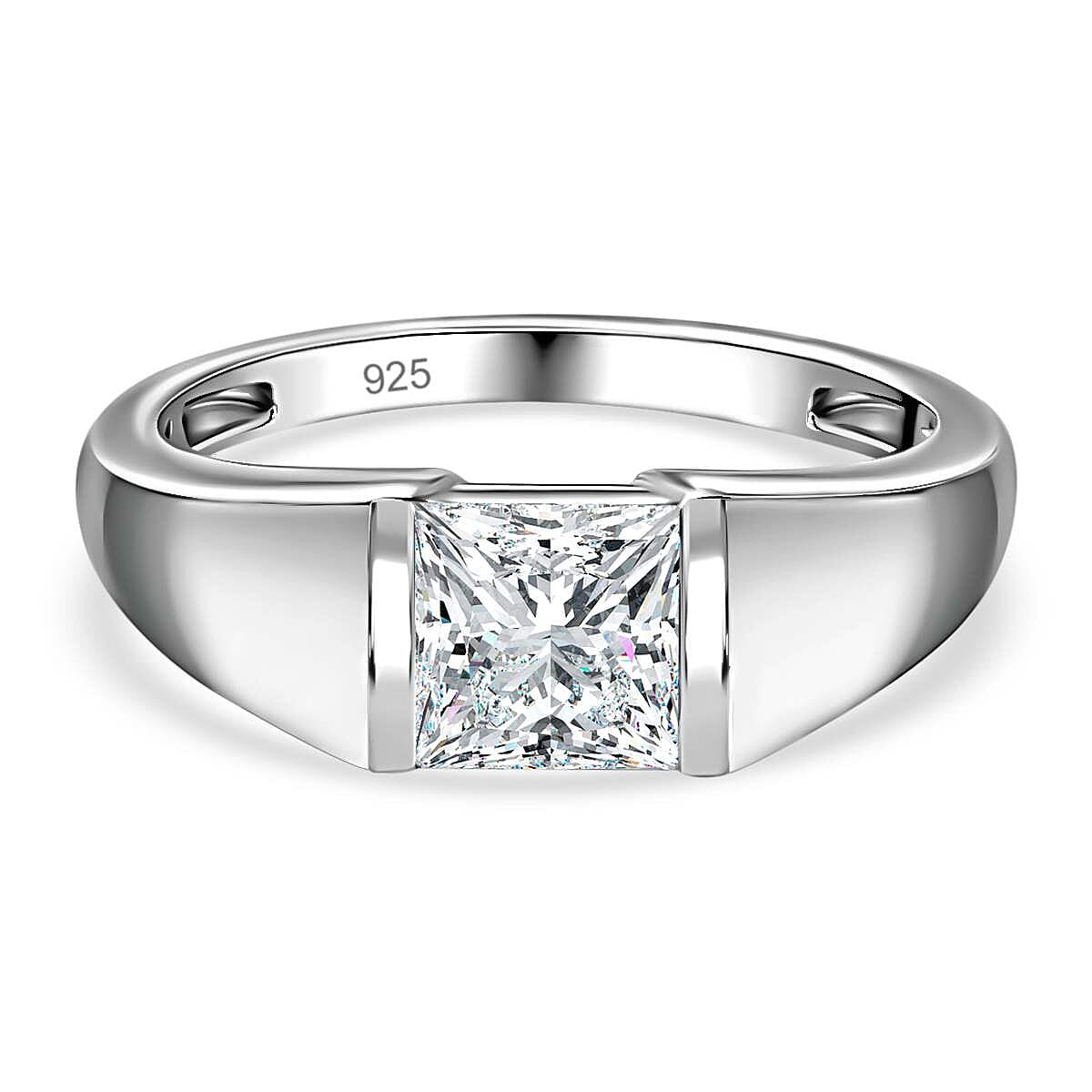 1.2 Ct. Moissanite Band, Solitaire Ring in Platinum Sterling Silver V32695848 0