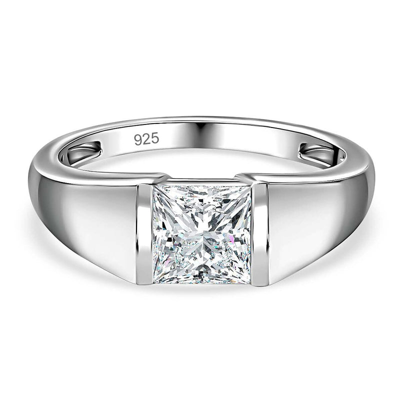 D'Joy Moissanite Solitaire Ring in Platinum Overlay Sterling Silver 1.15 Ct
