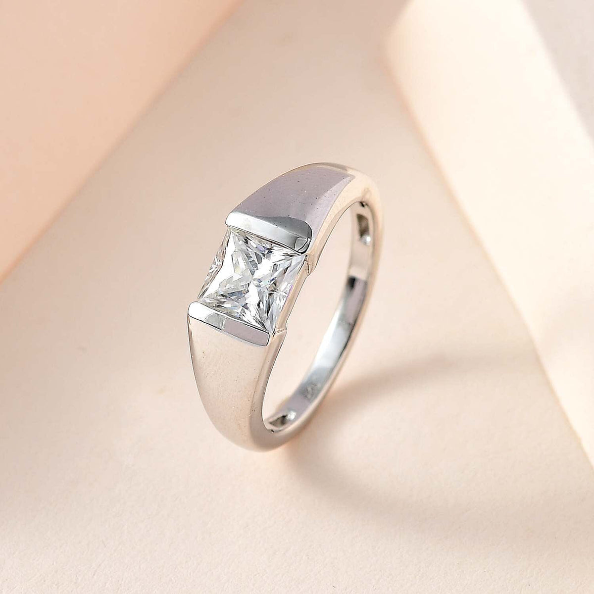 1.2 Ct. Moissanite Band, Solitaire Ring in Platinum Sterling Silver V32695848 2