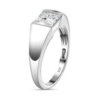 D'Joy Moissanite Solitaire Ring in Platinum Overlay Sterling Silver 1.15 Ct